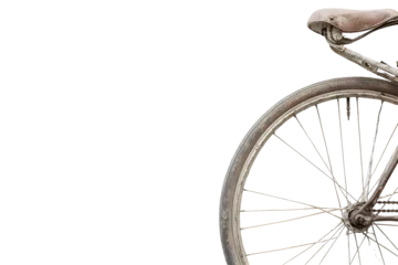 Fototapete Rund Aged bicycle detail on a stark black backdrop evoking vintage charm and nostalgia © bude mur