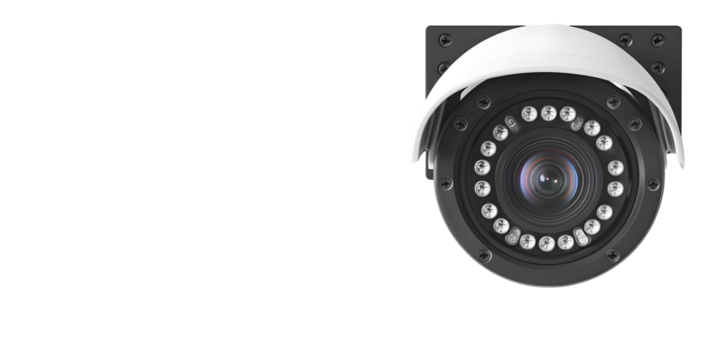 High-Resolution Security Camera on Black Background for Surveillance System