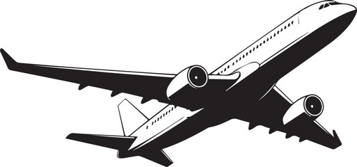 Passenger Airplane Silhouette Vector in Flight Perspective vector