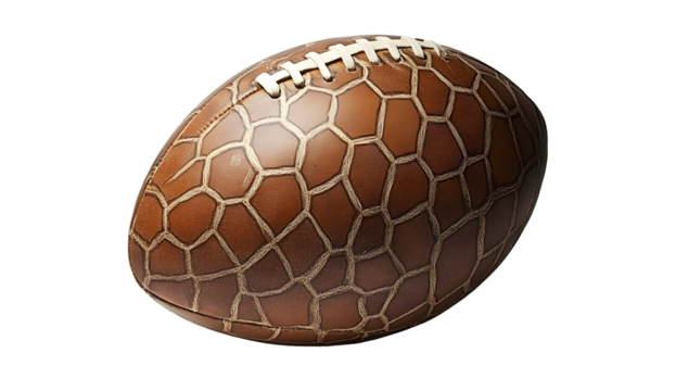 Unique giraffe patterned football on a dark background for sports enthusiasts