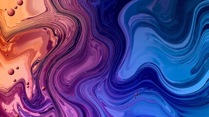 Abstract Fluid Art Swirling Orange Purple Blue Hues Liquid Marble Texture Background image