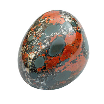 Polished african bloodstone gemstone close up on transparent background (png).