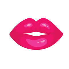 Obraz premium female lips gloss red and pink lipstick. Fashion Illustration Woman Mouth. Lips icon isolated vector illustration on white background.