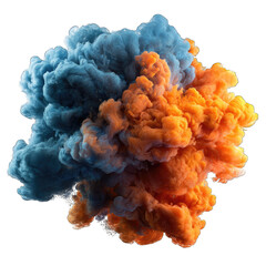 Exploding vibrant orange and blue ink