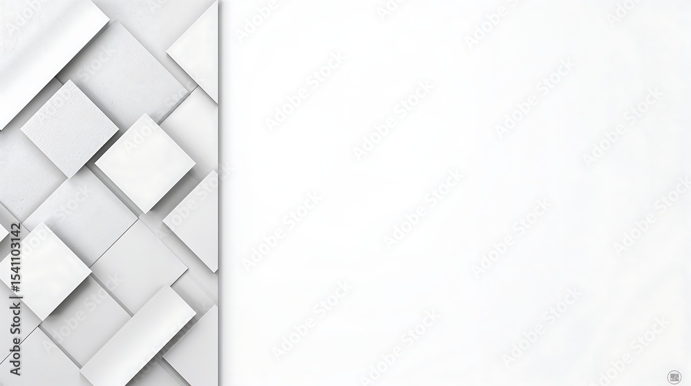 Canvas Prints abstract white geometric shapes digital art overlapping squares rectangles and triangles
