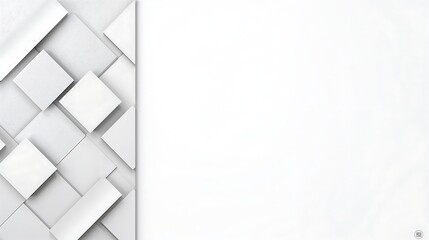 Abstract White Geometric Shapes Digital Art Overlapping Squares Rectangles and Triangles