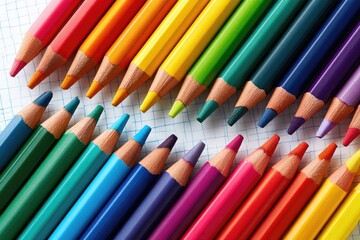 Fototapeta premium Colorful pencils arranged in a vibrant pattern.