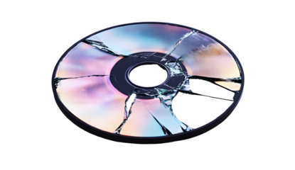 Fractured Reflections: Close-Up of a shattered CD with abstract colorations