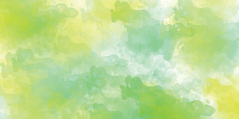 Watercolor background colorful watercolor background of abstract sunset sky with paint blotches and soft blurred texture in blue green yellow beige and orange gradient background	