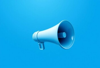 Sky blue monochrome megaphone vector illustration, ideal for retail banners and online marketing,  background,  loud