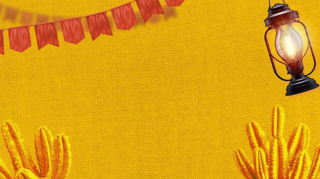 Fundo Animado de Festa Junina com Lampi&atilde;o Balan&ccedil;ando