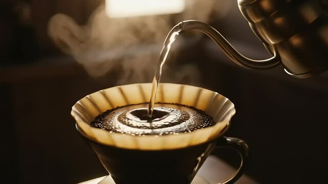 Coffee brewing process with pour-over method