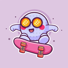 cool golf ball character mascot playing skateboard isolated cartoon