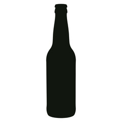 Silhouette of beer bottle on white background, minimalist design