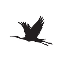 Elegant Bird Silhouettes.Graceful crane, stork, swallows, ducks, swifts, and gulls in flight Heron vector illustration
