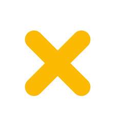 Obraz premium Flat yellow cross icon with rounded edges, designed in a modern minimalistic style. Ideal for use in UI, web, or graphic design elements.