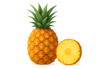 Tropical Delight: A vibrant, ripe pineapple, whole and sliced, displayed against a stark backdrop, highlighting its natural beauty and refreshing quality.