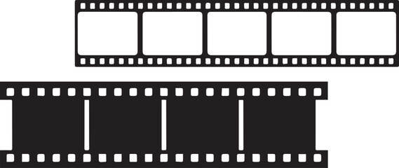 Obraz premium Silhouette of Blank Film Strip Frame Vector Set in Black and White