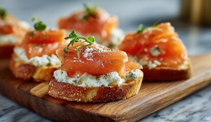 Smoked Salmon Bites on Toasted Bread