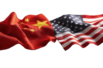 Waving National Flags Intertwined on a Transparent Background