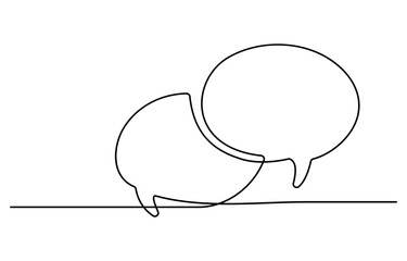One line drawing Speech bubble vector. Communication chat messenger single line vector linear icon. Dialog cloud, chat bubble template outline line design.Vector illustration.