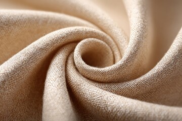 Close-up view of a natural linen fabric with intricate folds.