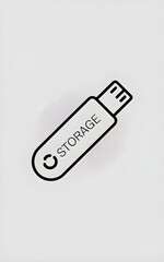 Minimalist line art icon of a USB flash drive for data storage concepts.