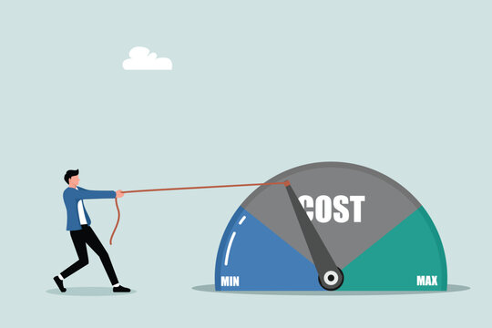 The idea of ​​cost saving, cost reduction or expense reduction, the concept of cost reduction to generate more profit, smart businessmen try to pull the needle symbol to the minimum position.