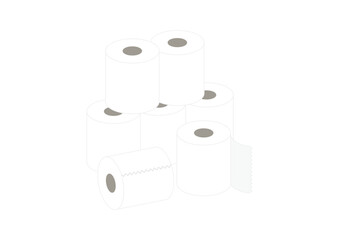 積み重ねたトイレットペーパーのイラスト