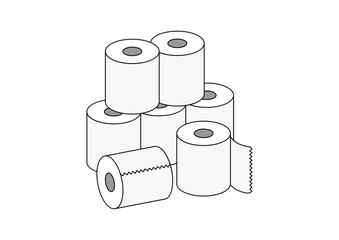 積み重ねたトイレットペーパーのイラスト