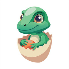 Adorable Baby Dinosaur Hatching from Egg Clipart