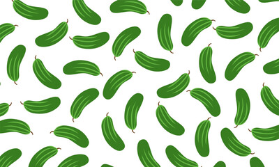 Seamless Pattern of Cucumber. Cucumber Seamless Background. Vegetable backdrop Vector illustration.