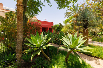 Scenic views of Le Jardin Secret as tourists visit the garden in Marrakech, west Morocco 
