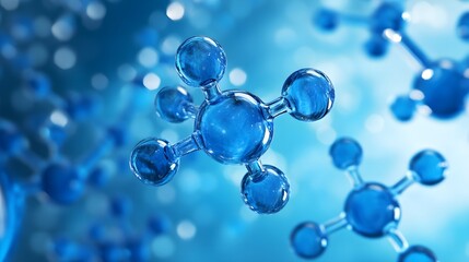 Fototapeta premium Abstract blue molecular structure science background