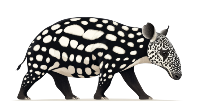 Unique spotted animal walking in nature wildlife illustration vibrant environment side view creative concept