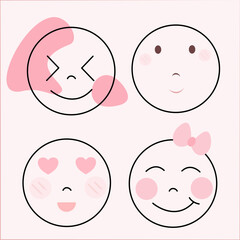 Cute Emoji Icon Vector Illustration Various Face Emotions Style.