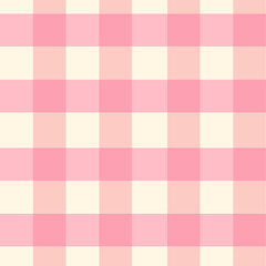 Cute pink and yellow plaid pattern vector background illustration.
