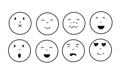 Cute face emoji emoticon icon set.