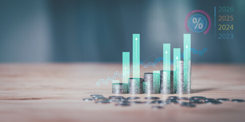 concept interest rates and dividends ,investment growth percentage and interest on deposits...
