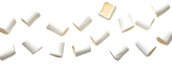 Floating Delight: A playful arrangement of white marshmallows against a black backdrop