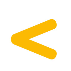 Flat yellow less-than symbol icon with rounded edges. Simple and modern design, ideal for use in UI, web, or graphic elements.