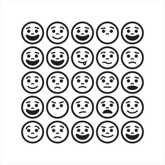 Fototapeta premium Set of Expressive Emoji Faces Showing Various Emotions in Line Art Style