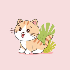 Cute cat illustration with big eye pose