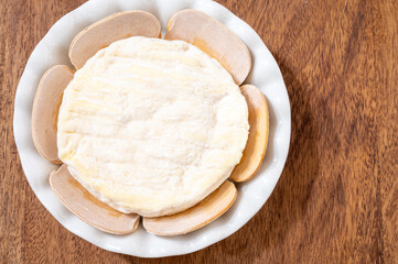 French cheeses collection, Saint-Felicien cow's milk cheese with white mold from Rhone-Alpes region of France