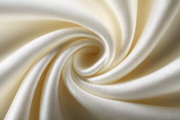 Close-up view of flowing cream-colored satin fabric.