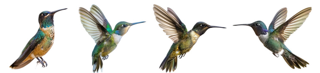 Obraz premium Collection of Hummingbird fly full body isolate on transparent background