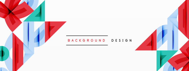 Abstract geometric shapes, red, teal, white. Minimalist design with text background, design. Clean aesthetic, modern presentation.