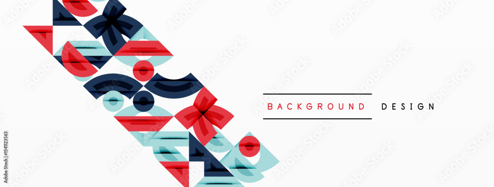 Aufkleber Abstract geometric shapes overlap, creating dynamic visual texture. Minimalist design with cool, warm color palette. Clean, modern aesthetic.