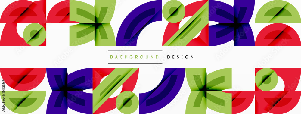 Aufkleber Abstract repeating pattern. Bold colors create dynamic visual texture. Simple shapes form playful composition. Modern design element.