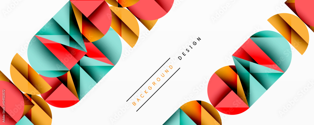 Aufkleber Abstract geometric shapes, vibrant colors, modern design. Overlapping forms create dynamic visual interest, clean background.